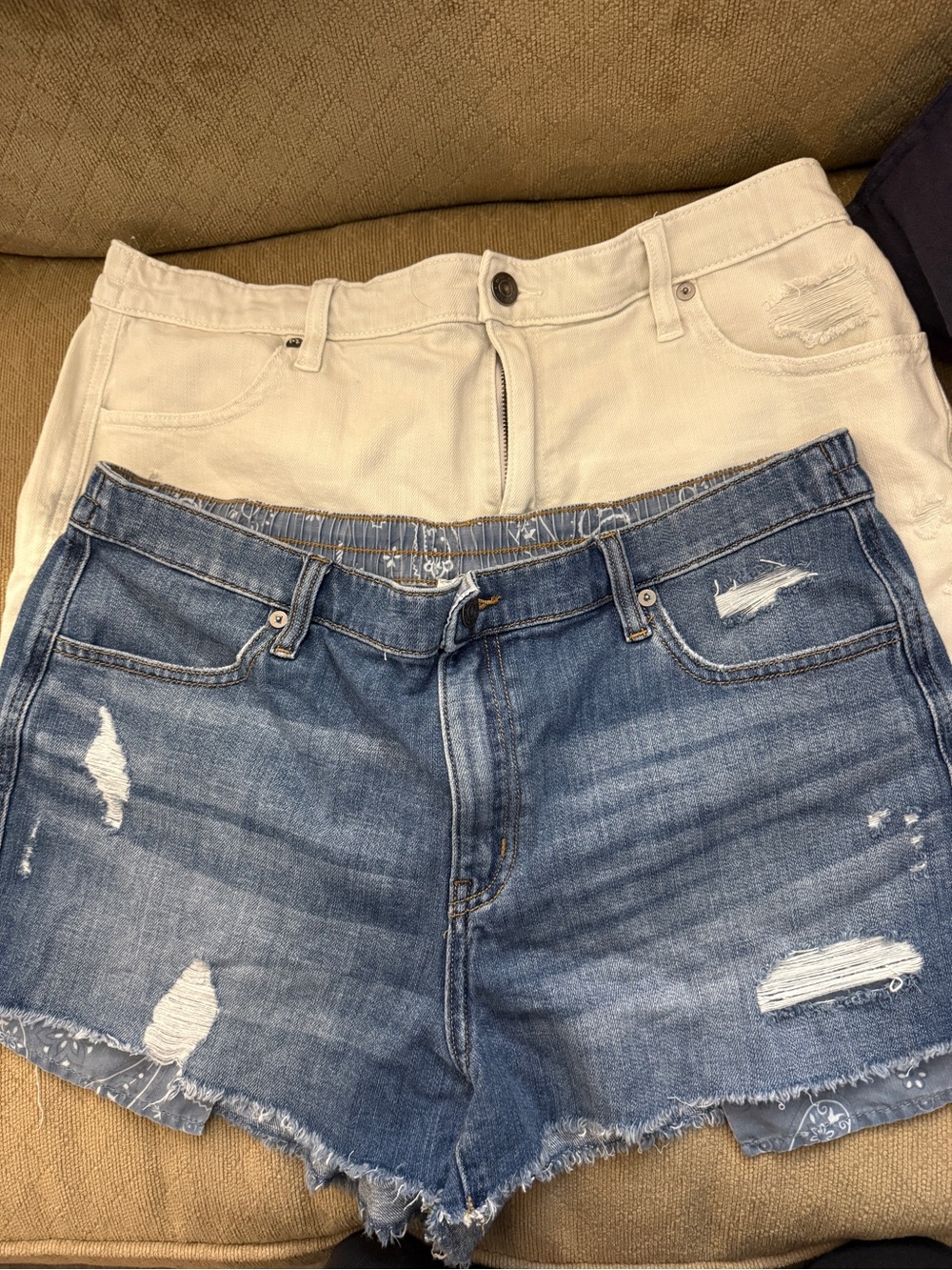 aerie Two-Pack Denim Shorts in Blue and Cream
